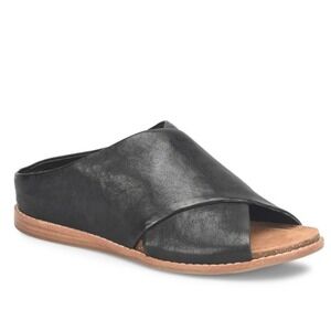 NWOB Sofft Bolina Leather Criss Cross Open‎ Back Slide Sandal Black Women's Sz 6